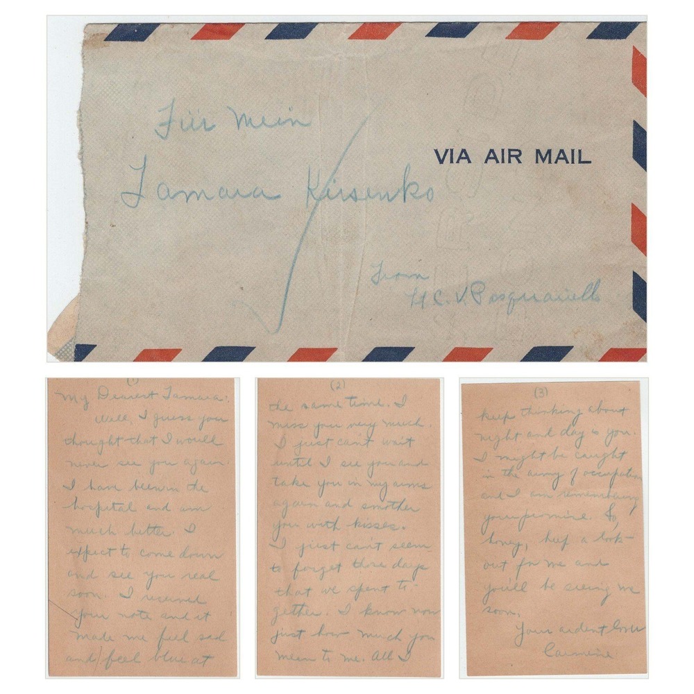 1940s Handwritten Love Letter Carmine to Tamara Kirsenko Army of Occupation